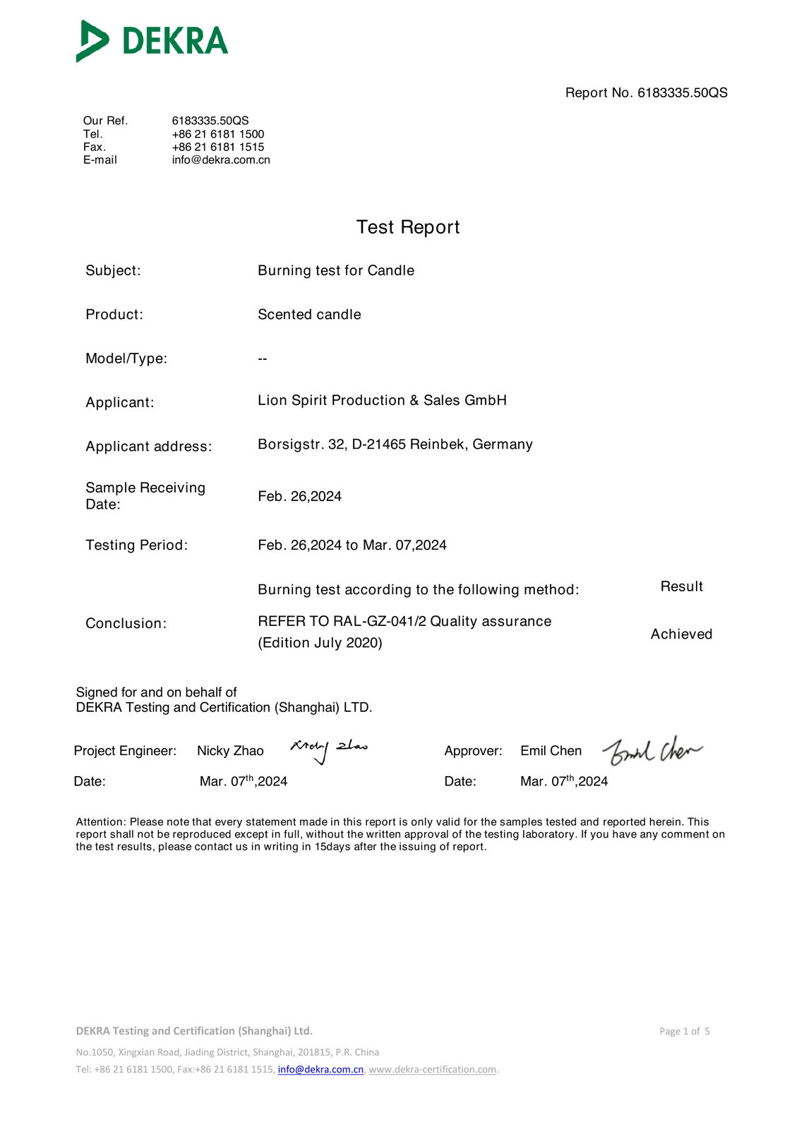 Product Performance Testing document