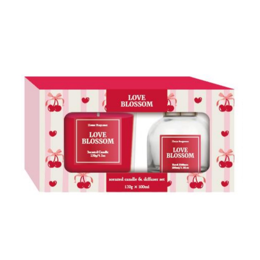 Cherry Blossom Scented Candle & Reed Diffuser Gift Set – Love Blossom, 120g + 100ml product