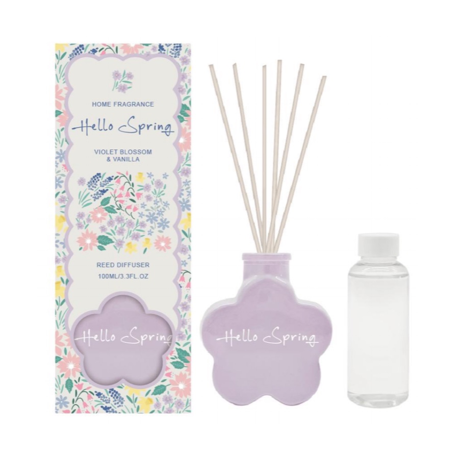 Violet Blossom & Vanilla Reed Diffuser & Refill Set – Hello Spring Home Fragrance, 100ml + Refill product