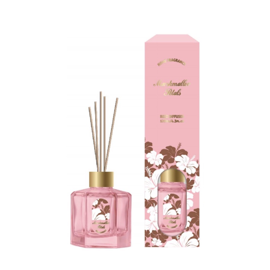 Marshmallow & Sweet Floral Reed Diffuser – Sweet Home Fragrance in Pink Hexagon Bottle, 120ml (4.3 fl oz) product