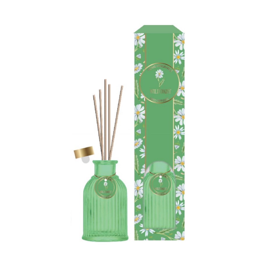 Wild Daisy Reed Diffuser – Fresh Floral Home Fragrance in Green Ribbed Bottle, 150ml (5 fl oz) product