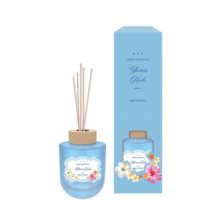 Blue Blossom & White Floral Reed Diffuser – Fresh Floral Home Fragrance in Blue Round Bottle, 120ml (4.3 fl oz) product