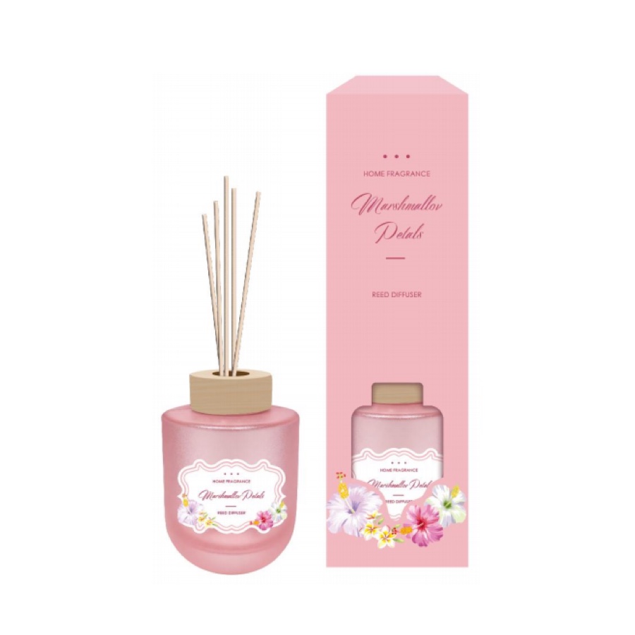Marshmallow Vanilla & Pink Floral Reed Diffuser – Sweet Home Fragrance in Pink Round Bottle, 120ml (4.3 fl oz) product