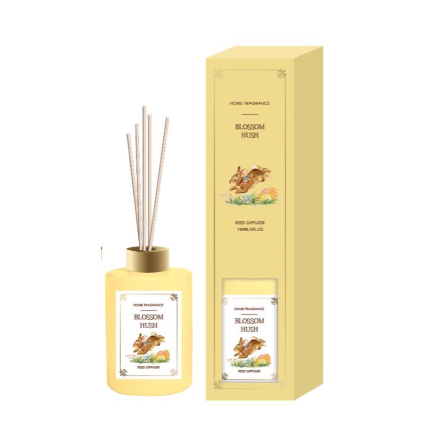 Blossom Hush Vanilla & Spring Blossom Reed Diffuser – Floral Home Fragrance in Yellow Round Bottle, 150ml (5 fl oz) product