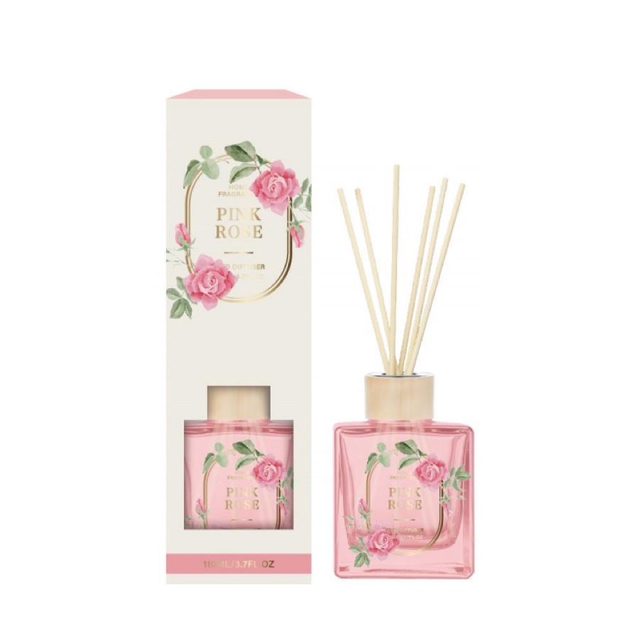 Pink Rose Reed Diffuser – Romantic Floral Home Fragrance in Pink Square Bottle, 110ml (3.7 fl oz) product