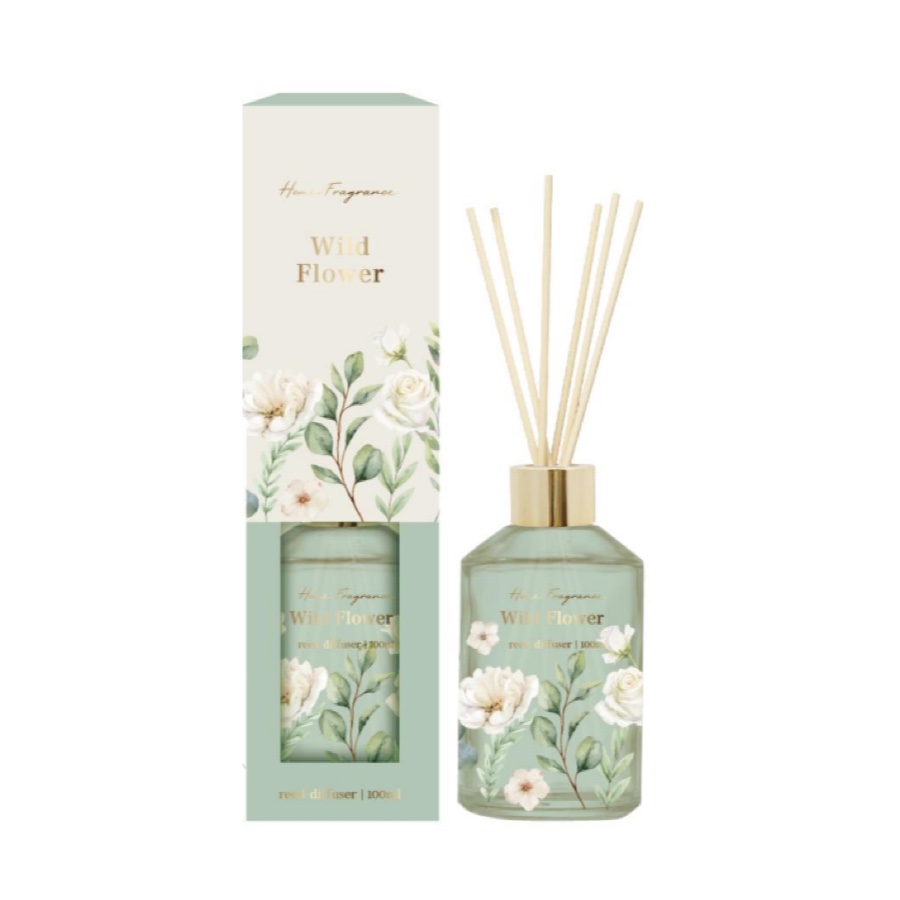 Wild Flower Reed Diffuser – Soft Floral Home Fragrance in Green Bottle, 100ml (3.3 fl oz) product