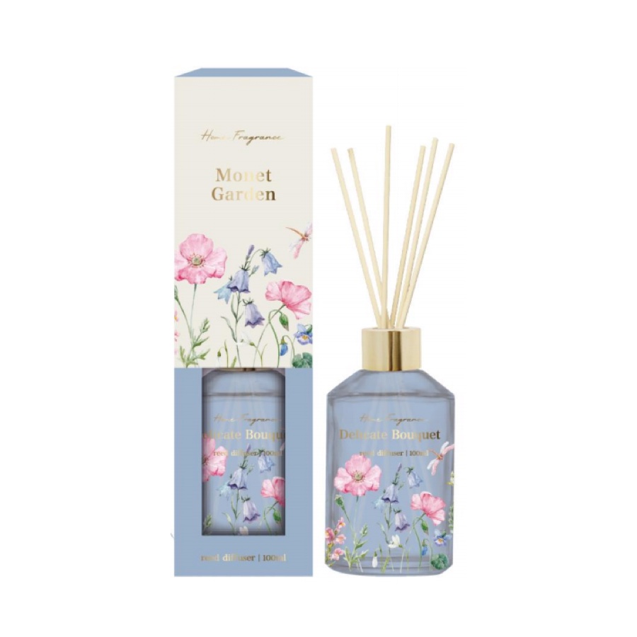 Delicate Bouquet Reed Diffuser – Monet Garden Floral Home Fragrance in Blue Bottle, 100ml (3.3 fl oz) product