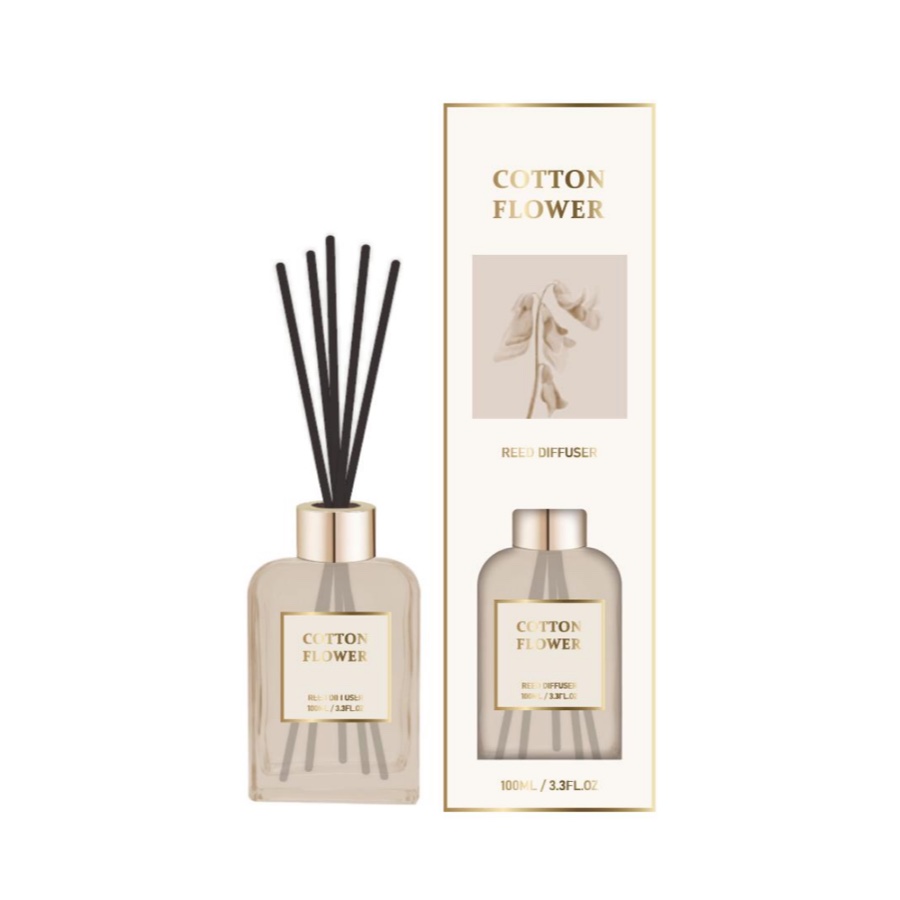 Cotton Flower Reed Diffuser – Clean Floral Home Fragrance with Black Reeds, 100ml (3.3 fl oz) product