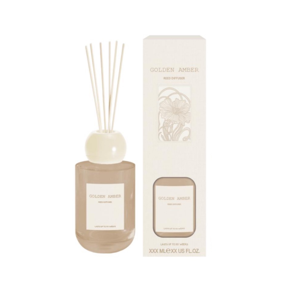 Golden Amber Reed Diffuser – Warm Amber Home Fragrance with Ivory Ceramic Lid product