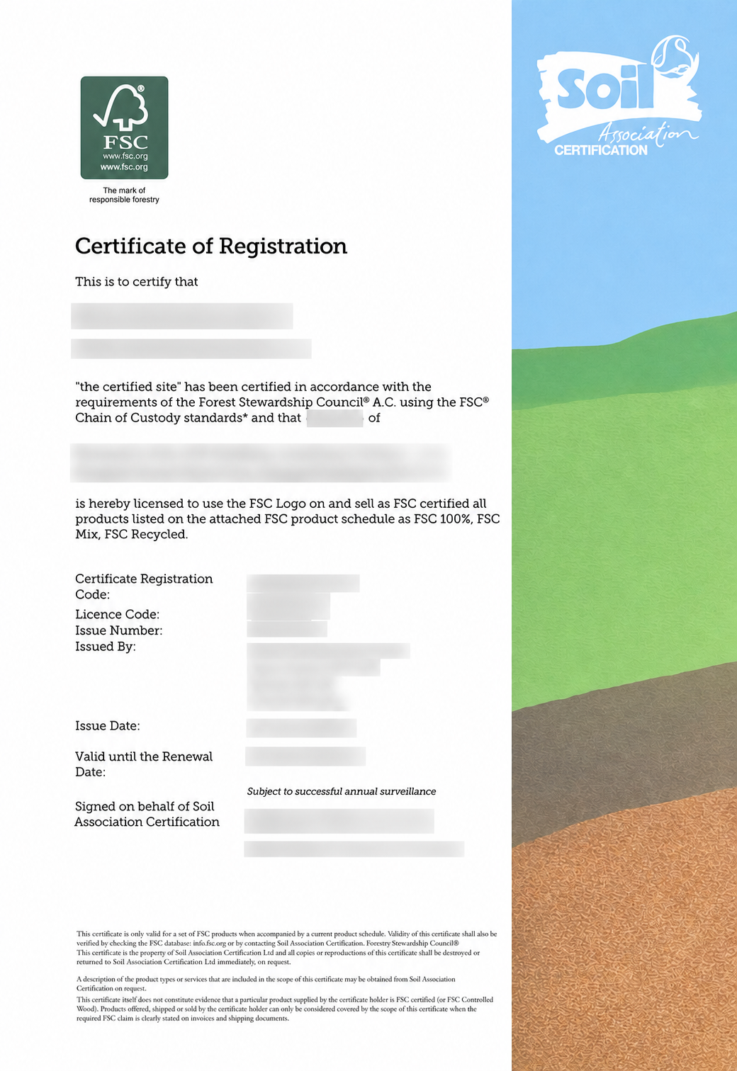 FSC Chain of Custody document